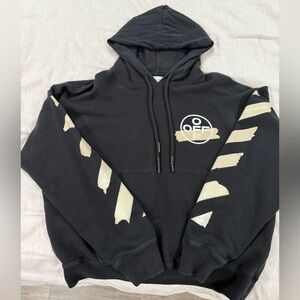 Off-White Black and Cream Sweatshirt with Striped Sleeves